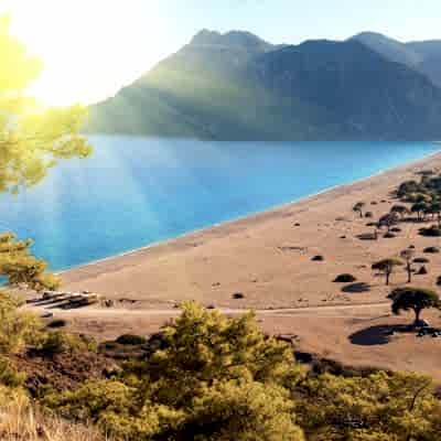 Beach at Mediterranean sea. Cirali Turkey